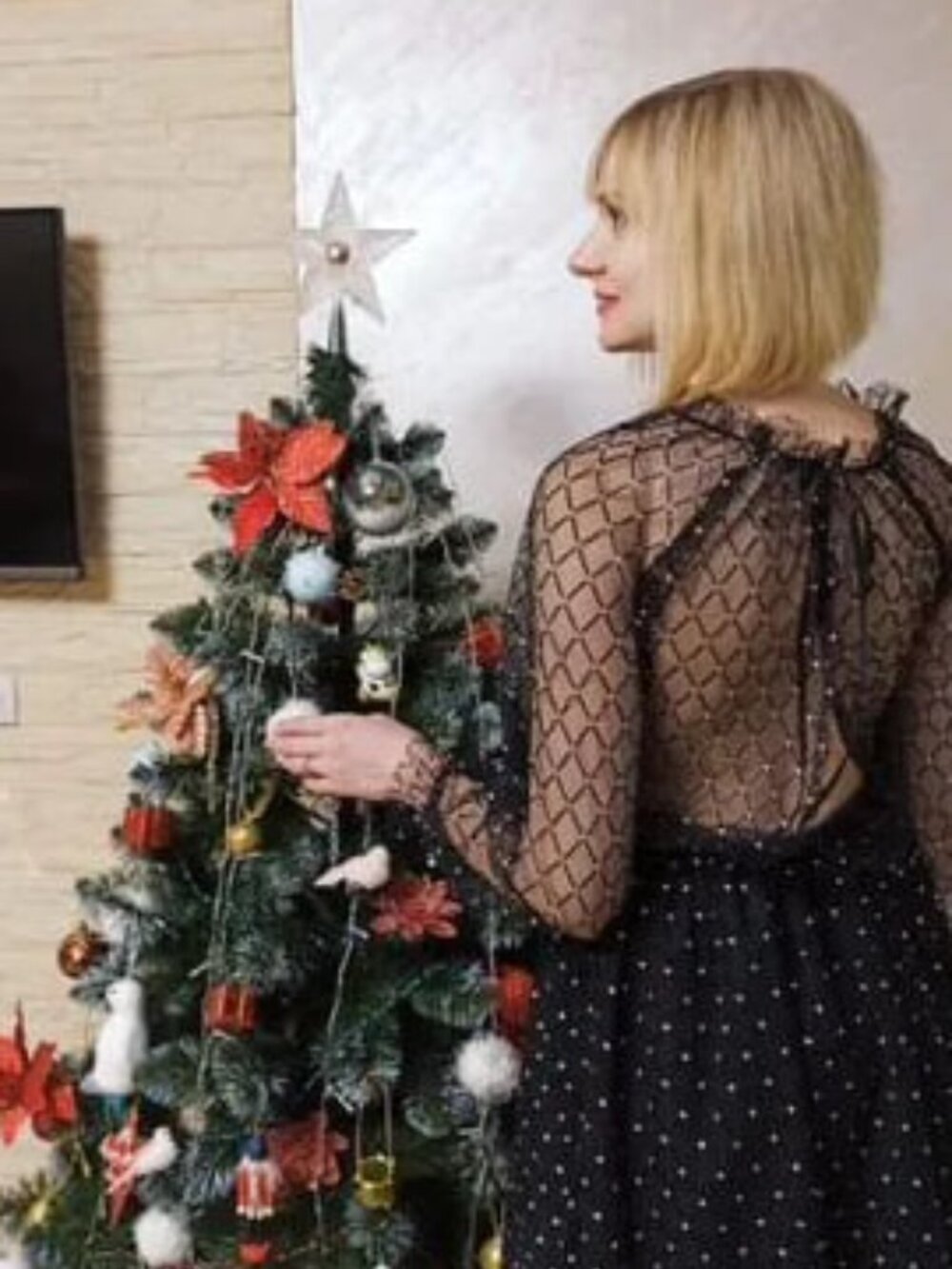Black Polka Dot Mesh Mini Dress